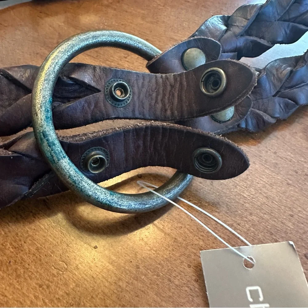 Chico’s brown leather braided belt NWT